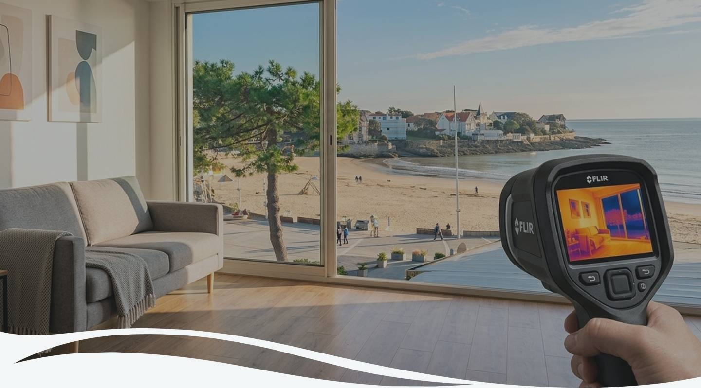 Caméra thermique FLIR dans un salon : image pour audit énergétique et performance du logement